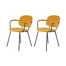 Lot de 2 fauteuils 56x58x79,5 cm en velours côtelé jaune curry - HAGAN