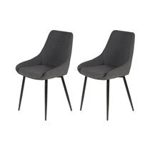 Lot de 2 chaises repas 48x55x84 cm en tissu gris foncé - ORMOY