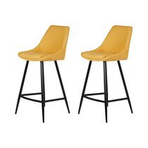 Lot de 2 chaises de bar H67 cm en tissu moutarde - ORMOY