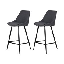Lot de 2 chaises de bar H67 cm en tissu gris foncé - ORMOY