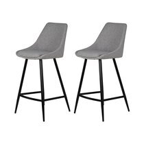 Lot de 2 chaises de bar H67 cm en tissu gris clair - ORMOY