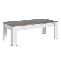 Table basse 135x70x45 cm décor béton et blanc mat - KARLA