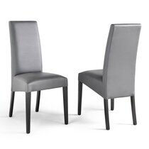 Lot de 2 chaises repas 47x64x102 cm en PU gris et pieds noirs