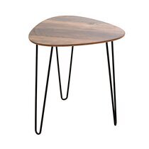 Table d'appoint 40x40x43 cm décor chêne foncé et métal noir