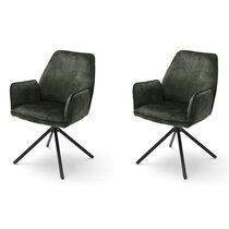 Lot de 2 fauteuils repas 60x64x89 cm en velours vert foncé - COWEE