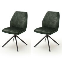 Lot de 2 chaises repas 54x64x89 cm en velours vert foncé - COWEE
