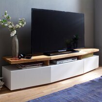 Meuble TV 3 tiroirs 180x40x39 cm chêne et blanc
