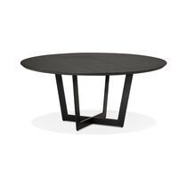 Table à manger ronde 120x75 cm décor frêne noir et métal noir