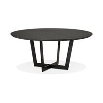 Table à manger ronde 140x75 cm décor frêne noir et métal noir