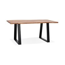 Table à manger 160x90x77 cm en acacia naturel et métal noir