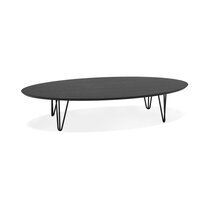 Table basse design 160x80x33 cm décor frêne noir et métal noir