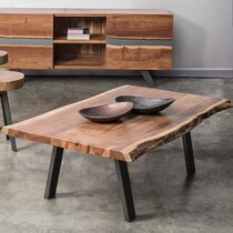 Table basse 115x65x40 cm en acacia naturel et noir - CHENO