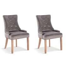 Lot de 2 fauteuils 57x60x93 cm en tissu beige et pieds naturels - VLADI