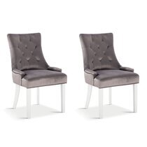 Lot de 2 fauteuils 57x60x93 cm en tissu beige et pieds blanc - VLADI