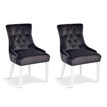 Lot de 2 fauteuils 57x60x93 cm en tissu gris foncé et pieds blancs - VLADI