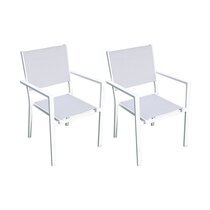 Lot de 2 fauteuils en aluminium et textilène coloris blanc