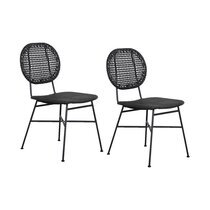 Lot de 2 chaises de jardin 47x57,5x86 cm en résine tressée noire