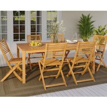 Table de jardin 160 cm et 6 chaises en bois d'eucalyptus naturel