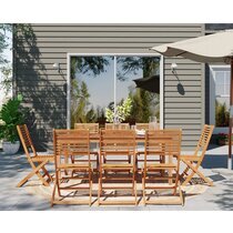 Table de jardin 180 cm et 8 chaises en bois d'eucalyptus naturel