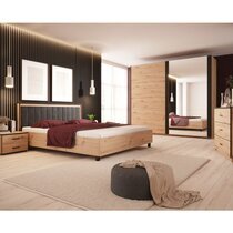 Chambre complète avec lit 160 cm décor chêne - YLIES