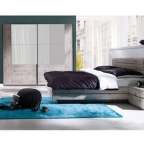 Chambre complète avec lit 160 cm décor chêne blanchi - VAREL