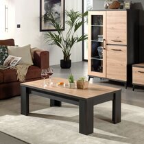 Table basse 130x70x45 cm décor chêne et gris - HAIDI