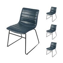 Lot de 4 chaises repas 55x45x78 cm en PU bleu - LIZON