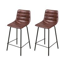 Lot de 2 chaises de bar 44x47x95 cm en PU marron - LIZON
