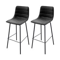 Lot de 2 chaises de bar 44x47x95 cm en PU gris foncé - LIZON