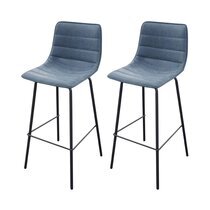 Lot de 2 chaises de bar 44x47x95 cm en PU bleu clair - LIZON