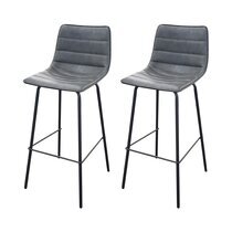 Lot de 2 chaises de bar 44x47x95 cm en PU gris clair - LIZON