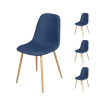 Lot de 4 chaises repas 54x45x87 cm en tissu bleu - JULES