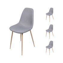 Lot de 4 chaises repas 54x45x87 cm en tissu gris clair - JULES