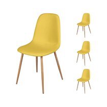 Lot de 4 chaises repas 54x45x87 cm en tissu jaune - JULES