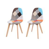 Lot de 2 chaises 56x43x87 cm en tissu patchwork multicolore