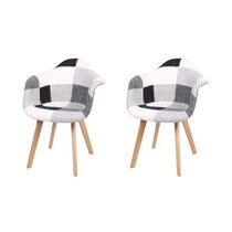 Lot de 2 fauteuils repas 63x63x81 cm en tissu patchwork gris