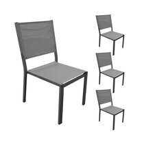 Lot de 4 chaises en aluminium et textilène coloris gris
