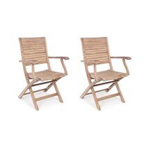Lot de 2 fauteuils de jardin pliante 58x59x91 cm en teck - TAYCAM