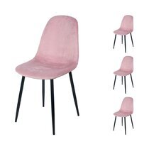Lot de 4 chaises 44x53x88 cm en velours rose clair - HYGGE
