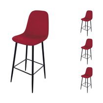 Lot de 4 chaises de bar 42x47x108 cm en velours bordeaux - HYGGE