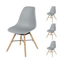 Lot de 4 chaises 45,5x52x81 cm gris clair et naturel - CLOUY