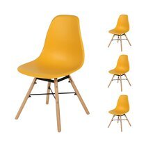 Lot de 4 chaises 45,5x52x81 cm jaune et naturel - CLOUY