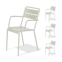 Lot de 4 fauteuils de jardin empilables 55x56x88 cm beige - JARDY