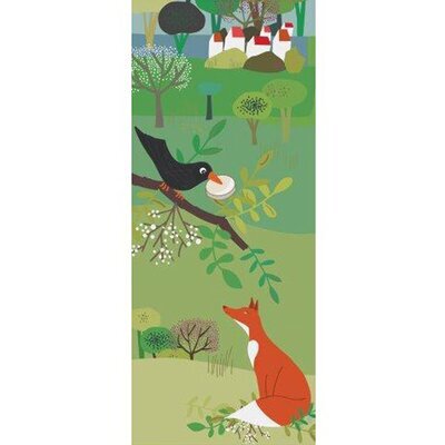 Sticker trompe l'oeil 83x204cm motif le corbeau et le renard