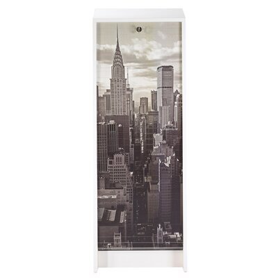 Classeur à rideau H103 cm blanc et décor New York
