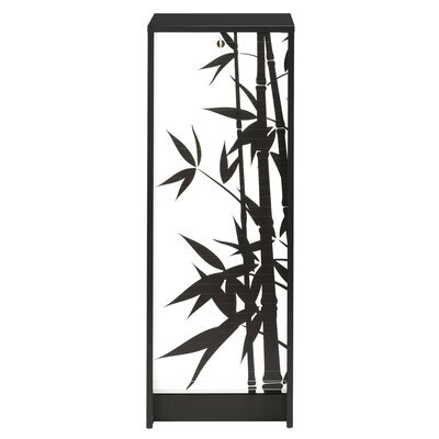 Classeur à rideau H103 cm noir et décor bamboo