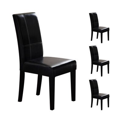 Lot de 4 chaises de séjour avec surpiqûre coloris noir et marron foncé