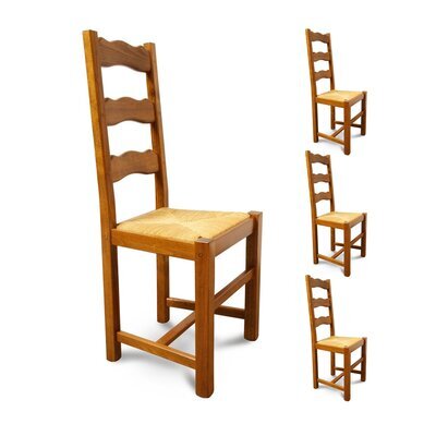Lot de 4 chaises Hêtre assise paille Teinte chêne doré