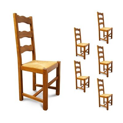 Lot de 6 chaises Hêtre assise paille Teinte chêne doré