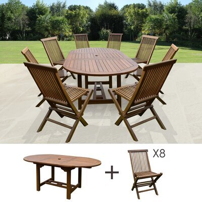 Table de jardin 160/210x100x75cm + lot de 8 chaises